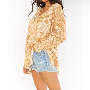 Show Me Your Mumu Women's Sandy Cheetah Knit Cliffside Sweater Size XL X-Large